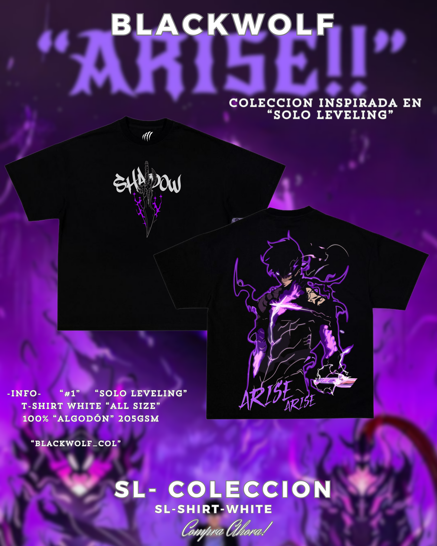 CAMISETA DE SOLO LEVELING SHADOW