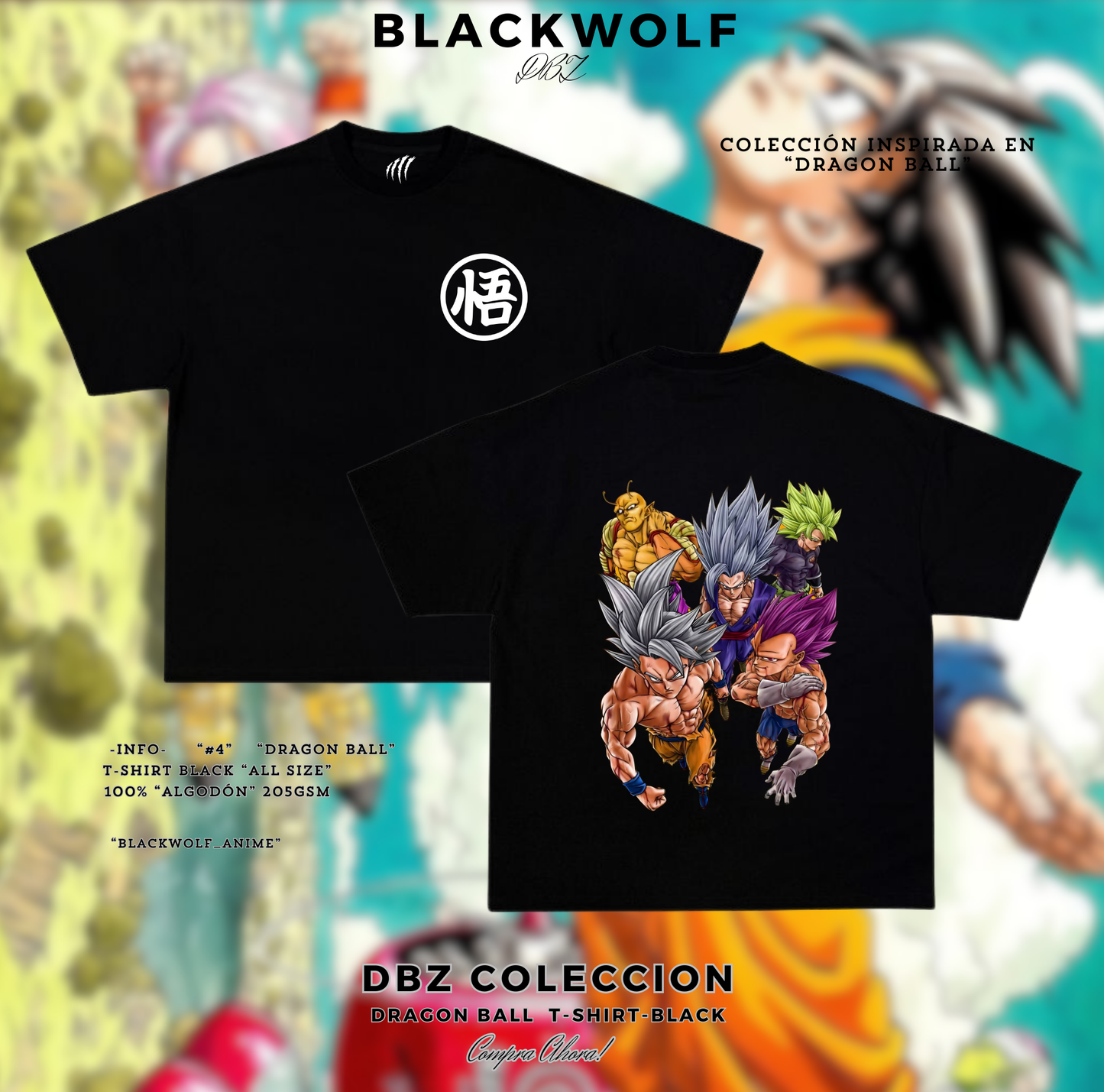 CAMISETA DE DBZ-LOS MAS FUERTES