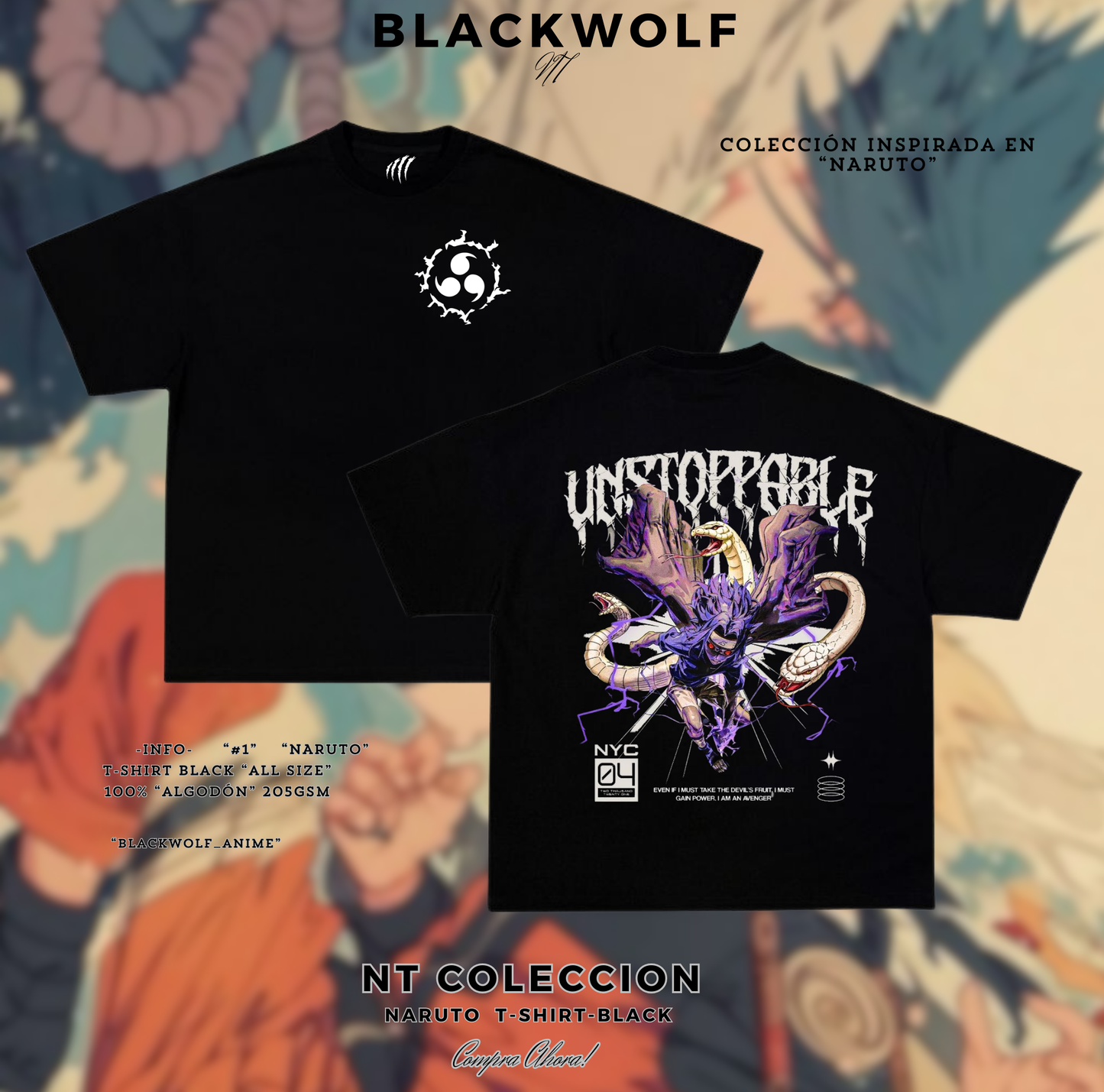 CAMISETA DE NARUTO-SASUKE