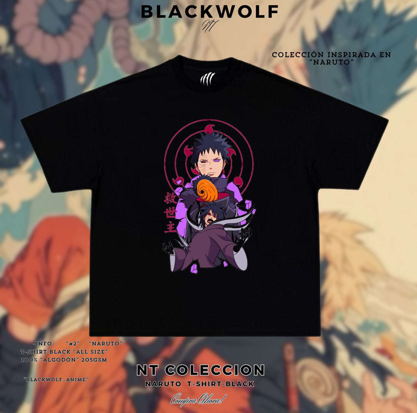 CAMISETA DE NARUTO-TOBI