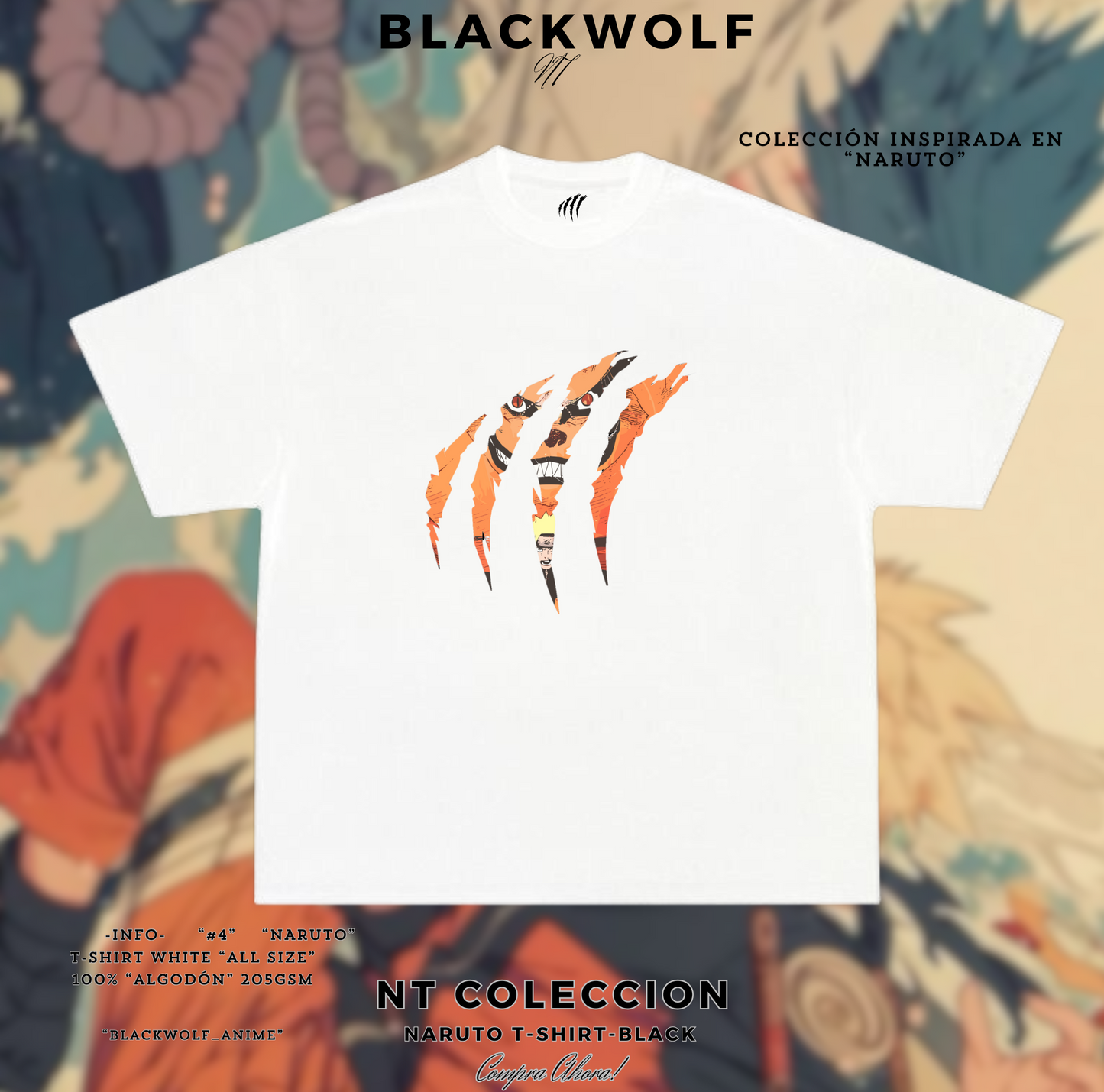 CAMISETA DE NARUTO-ZORRO 9 COLAS