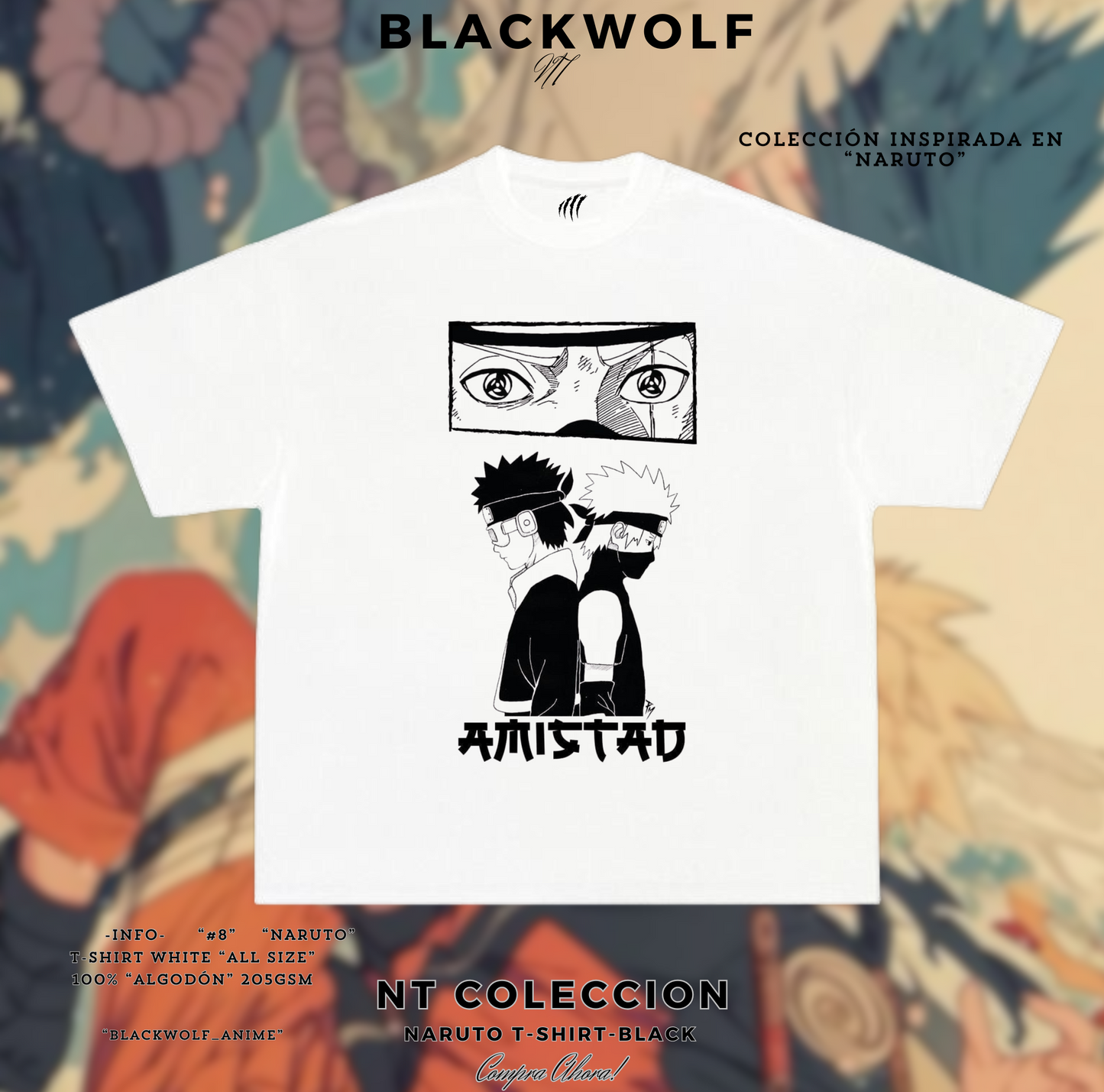 CAMISETA DE NARUTO-AMISTAD